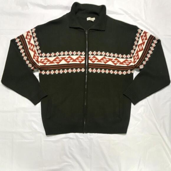 Haband Men's 4X Full Zip Knit Sweater Geometric
